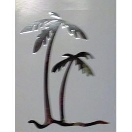 Palm Tree - 6" Tall (Color: Chrome Mirrored) Vinyl Decal Sticker Car Truck Windows