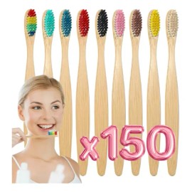 Cepillo De Dientes Bambú Biodegradable Suave Ecológico 150pz                                                                                          