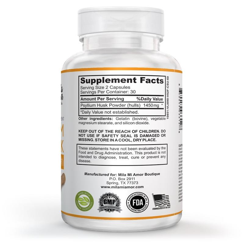 Psyllium Husk Capsules – Non-GMO Digestive & Colon Support Supplement