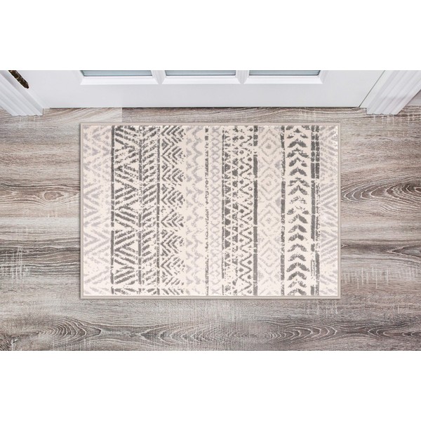 Rugshop Geometric Boho Perfect for high Traffic Areas of Your Living Room,Bedroom,Home Office,Kitchen Easy Cleaning Area Rug 2' x 3' Gray