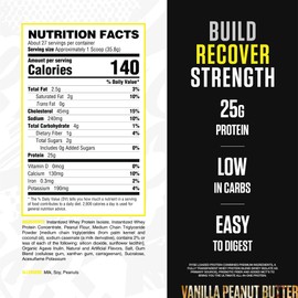 RYSE Loaded Protein Powder - Vanilla Peanut Butter - 25g Whey Protein Isolate & Concentrate with Prebiotic Fiber & MCTs - Low Carb, Low Sugar, Digestive-Friendly - 27 Servings / 2 lb Tub