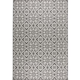 Nicole Miller New York Patio Country Julia Transitional Geometric Indoor/Outdoor Area Rug, Black/Grey, 5'2"x7'2"