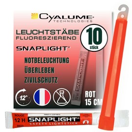 Red Cyalume SnapLight Glow Sticks (Pack of 10) - 15 cm Glow Sticks with Hooks at the End - Ultra Bright Light Sticks with a 12 Hour Luminosity