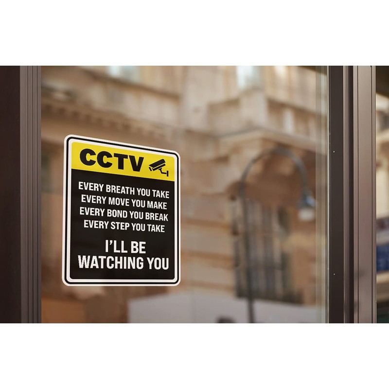 2 x 20cm Tall Funny CCTV Sign Vinyl Stickers -