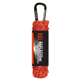GEAR AID 550 Paracord and Carabiner, 7 Strand Utility Cord for Camping and Survival, Orange Reflective, 30 ft