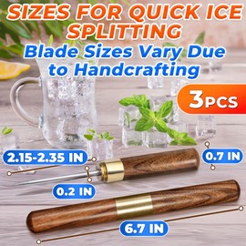3Pcs Ice Pick Stainless Steel Home Bar Tools - Portable Kitchen Equipment Icepick for Ice Bartender Tools Break The Ice Metal Pick Set - Ice Picks for Breaking Ice Tool Countertop Bar Camping Tools