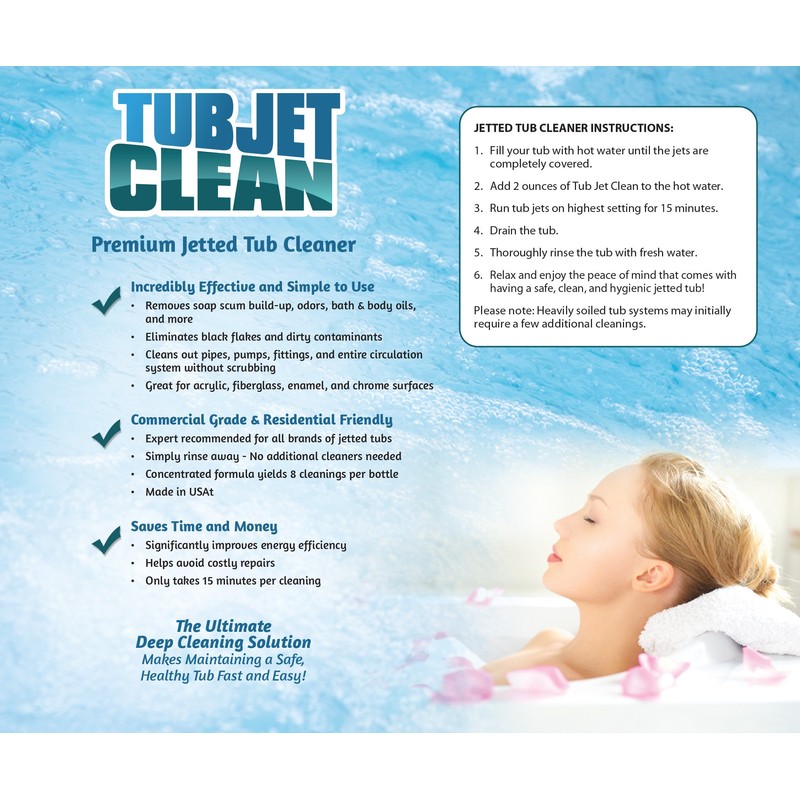 Jetted Tub Cleaner Easy, Safe, Concentrated Self Cleaning Bath Tub