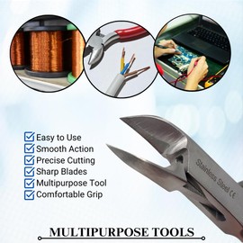 Stainless Steel Wire Cutters Cable Burrs Nipper Electricians DIY Jewelry Repair Pliers Heavy Duty Multipurpose Micro Beading Instrument (6 Inch)