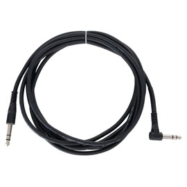 Pronomic INSTS-A-3 Stereo Jack Cable with Angled Plug - Plug: 6.3mm Stereo Jack ⇒ 6.3mm Stereo Jack - Length: 3 m - Includes Cable Velcro - Black