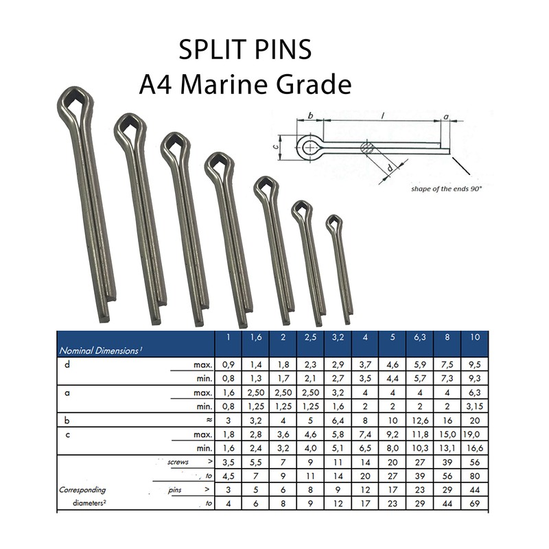 Split Pins Stainless Steel Cotter Pin Made Marine Grade Steel3.2mm