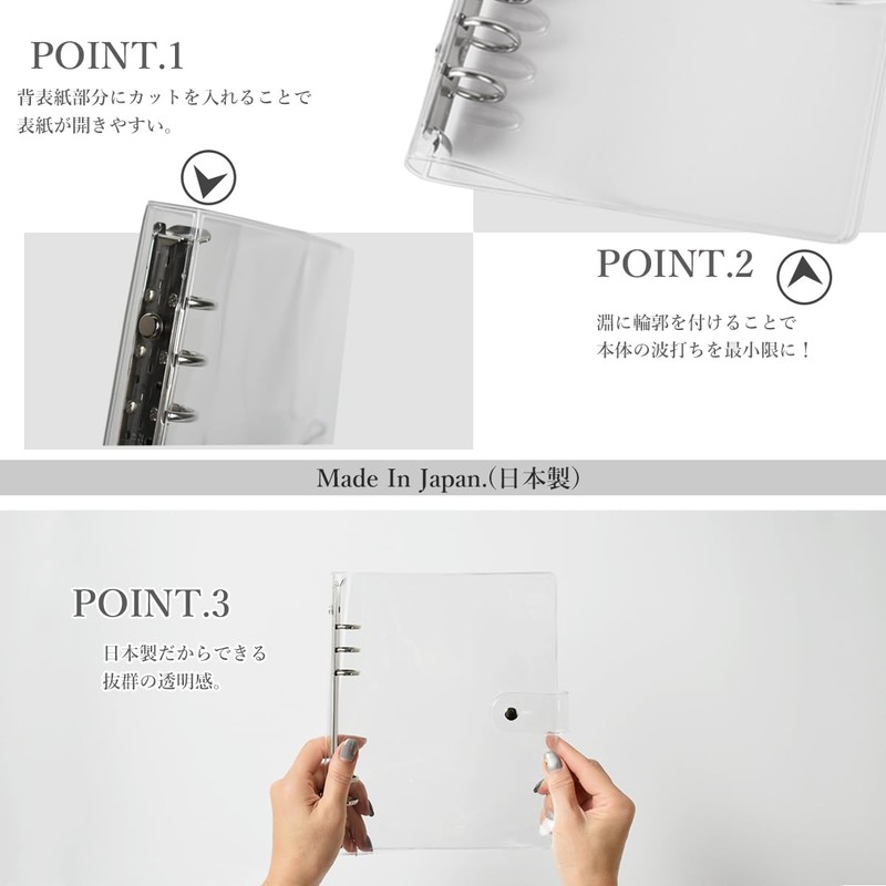 REX-OWL STH-A5 Transparent Personal Organizer, Made in Japan, Clear Binder