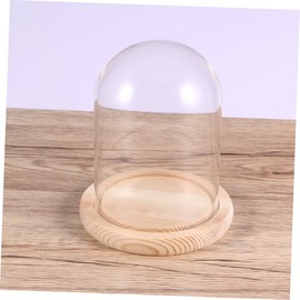 CHILDWEET 9x12cm Flower Glass Cover Glass Dome on Wooden Stand Elegant Decor for Home Present for Valentine
