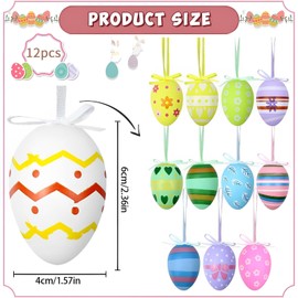 MOAZIFI Easter Decoration, Pack of 12 Easter Eggs, Easter Eggs for Hanging, Easter Decoration Outdoor, Easter Egg Decoration, Easter Decoration for Hanging, for Easter Wreath, Flower Basket, Bouquets,