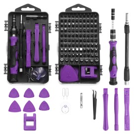 sourcing map 116 in 1 Magnetic Precision Screwdriver Set Electronics Repair Tools Kit with 96 Bits Flexible Shaft and Extension Rod for Cellphone Game Console Laptop PC Computer Camera, Purple