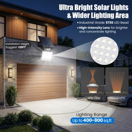 2-Pack 50W Solar Flood Light Outdoor Waterproof, 15000LM 6500K LED Street Light with Remote, Dusk to Dawn Solar-Powered Light, Split Type Security Light with 13FT Cable for Parking Lot Yard Garage