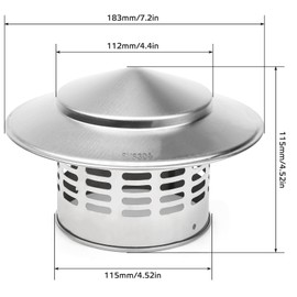 TUZHE 110 mm Chimney Hood Rain Cover Chimney Rain Hat Stainless Steel Chimney Cover Chimney Cover for Fireplace and Stove Pipes
