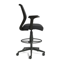 Union & Scale Staples Essentials Ergonomic Office Desk Chair, Breathable Mesh, Swivel Drafting Stool with Footrest, Adjustable Height, Black