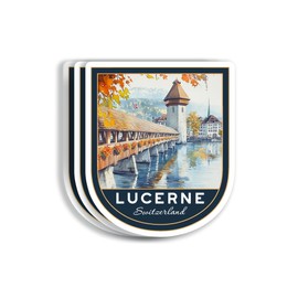 (3 Pcs 3X3) Lucerne Switzerland Stickers - Lucerne Travel Sticker - Switzerland Travel Gift - Lucerne Souvenir - Decals for Luggage - Suitcase - Scrapbook - Laptop - Water Bottle