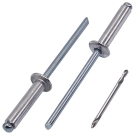 SKIR'CO Pack of 100 Aluminium Blind Rivets 5.0 x 20 mm Steel Mandrel Pop Rivets Dome Head DIN 7337 Rivets Drill Included