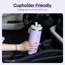 BUZIO 32 oz Tumbler with Handle, Insulated Tumbler with 2-in-1 Lid and Straw, Stainless Steel Vacuum Insulated Iced Coffee Tumbler Cup Water Bottle for Water, Iced Tea or Coffee, Smoothie