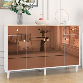 EPPKILY Champagne Gold Mirror Stickers Peel and Stick Mirrors for Wall Self Adhesive Mirror Contact Paper Flexible Mirror Wallpaper for Countertops Cabinets Home DIY Decorative Paper 15.7"×118"