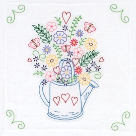 Jack Dempsey Watering Can Quilt Block, White