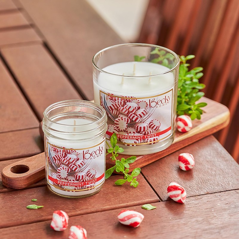 Peppermint Scented 3-wick Candle in Glass Jar | Candles for