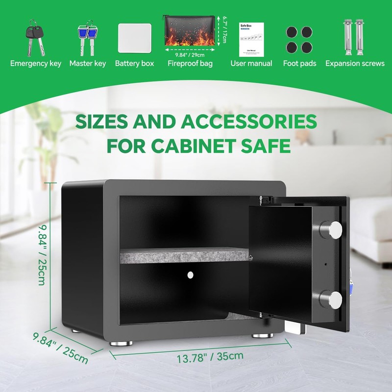 Safe Box with Digital Keypad & Alarm System - Electronic