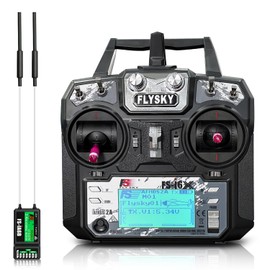 FLYSKY FS-i6X 10 Channel Transmitter and FS-iA6B Receiver, 2.4GHz RC Controller (for RC Car, Boat, Airplane, Helicopter, Drone, Robot, Construction Vehicle) (Mode 2)
