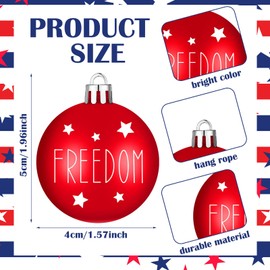 Chitidr 24 Pcs Patriotic Tree Ornaments Happy Labor Day Hanging Ball Ornaments 4th of July Balls Red White and Blue Decoration for Veterans and Memorial Day Home Decor Party Supplies