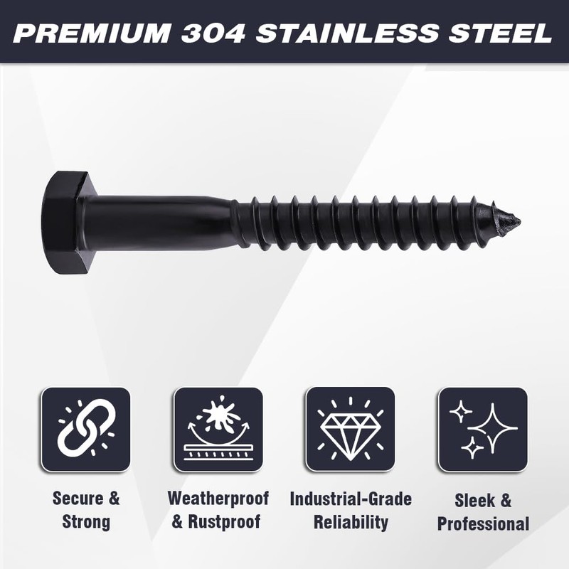 6-Sets 1/2 x 5 Hex Lag Screws and 1/2" ID