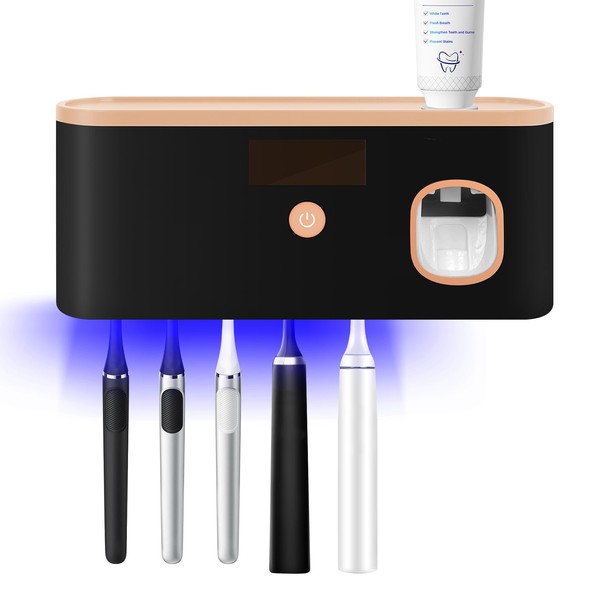 Shmian Toothbrush Sterilizer & Automatic Toothpaste Dispenser Combo, Wall-Mounted USB