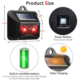 4 Pack Solar Control Light Nocturnal Animal Repeller Outdoor Animal Deterrent Devices Light Sensor Animal Repellent for Skunk Deer Coyote Fox Raccoon Cat Garden Yard Farm Chicken Coop
