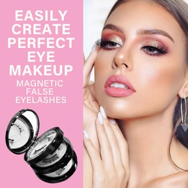 Magnetic Eyelashes, Natural & 3D Look, Reusable False Lashes Kit with Applicator, Lightweight, Easy to Wear & No Glue Needed