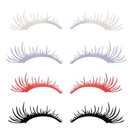 SUPERFINDINGS 8Pcs 4 Colors PET Eyelash Car Stickers Car Eyelashes for Headlight Car Headlight Stickers Waterproof Self Adhesive Eyelash Decals for Car Headlight Decoration