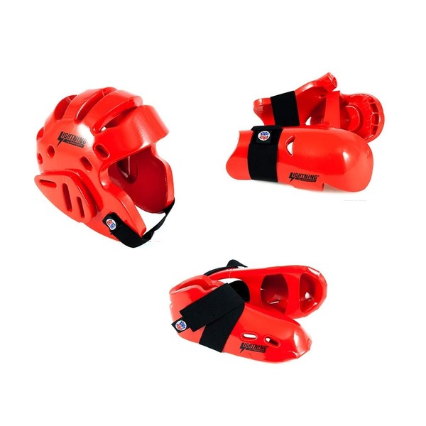 Lightning Red Karate Sparring Gear Package Deal - Child Large