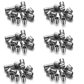 150 Pieces 2mm Tiny Stainless Steel Column Tube Spacer Beads Loose Spacer Beads Spacer Tube Beads Charm Beads Tiny Smooth Crimp Beads for DIY Craft Jewelry Making, Silver-Tone