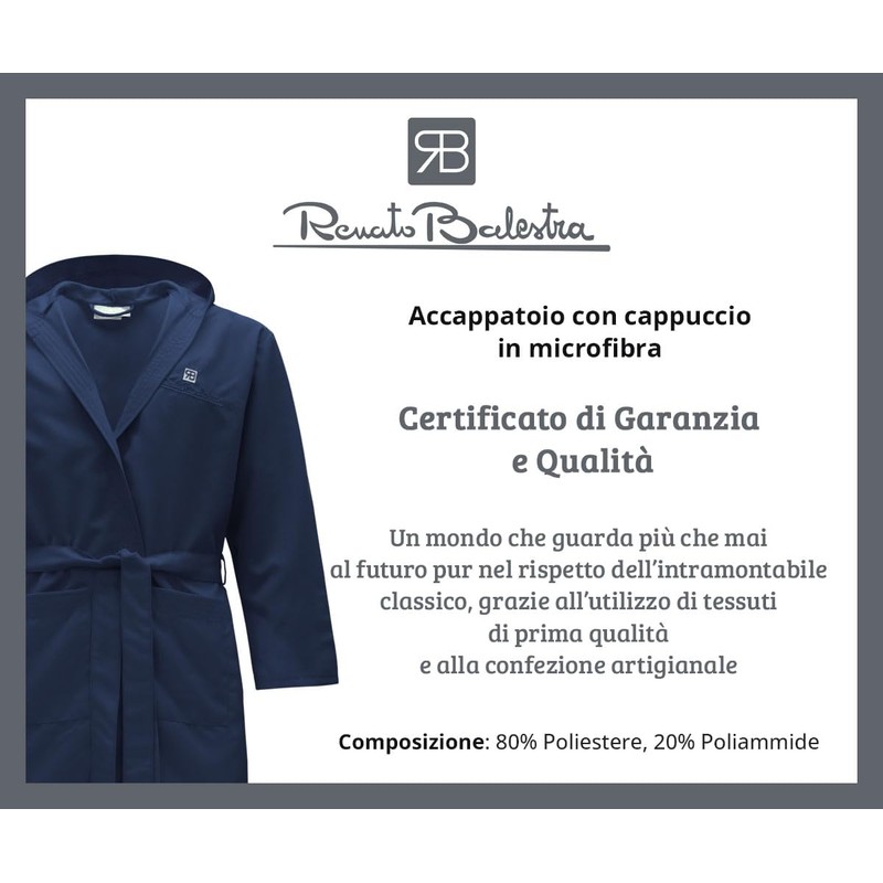 Renato Balestra Unisex Microfibre Bathrobe with Hood, gray