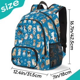 Pardick Cute Dogs Animals Backpack for Girls Boys, Cute School Backpack for Kids Teens Preschool Elementary Kindergarten Bookbags School Bags 14 inch Laptop Backpacks Casual Travel Hiking