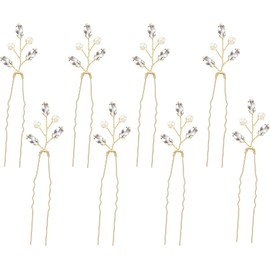 8 Piezas Horquillas De Perlas Para El Pelo, BetterJonny Horquillas de Cristal Pasadores de Pelo de La Boda Rhinestone Horquillas de Pelo de Perlas para Novia Mujeres y Niñas