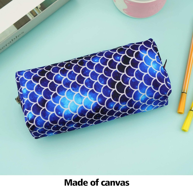 LParkin Mermaid Large Capacity Canvas Pencil Case Pen Bag Pouch