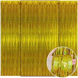 WD&CD Tinsel Curtains, Pink, Pack of 3, 1 x 2 m Metallic Glitter Curtain Fringe, Glitter Foil Fringe for Party Decoration, Birthday Decoration, Wedding Decoration, Happy Birthday Decoration, Baby