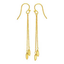 Gold Plated Sterling Silver Double Nugget Drop Earrings