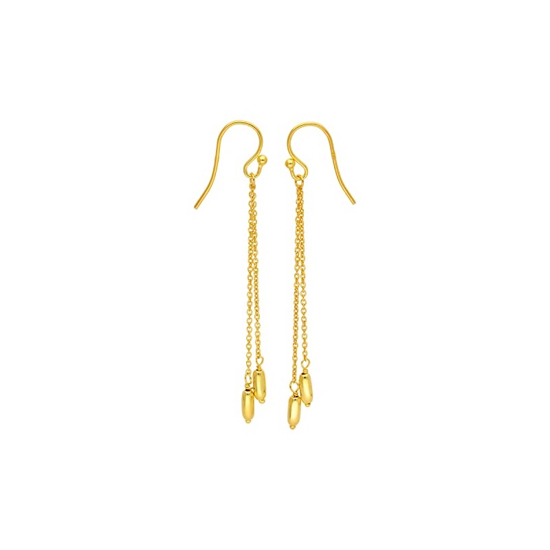 Gold Plated Sterling Silver Double Nugget Drop Earrings