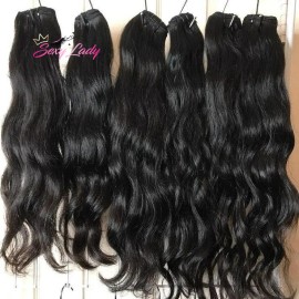 Natural Wave Raw Vietnamese Human Hair Extension Silky Straight Double Weft Bundle Hair Burmese Curly Cambodian Hair Vendorstyle: natural wave 1 piece, color: natural black, Stretched Length: 10 Inches