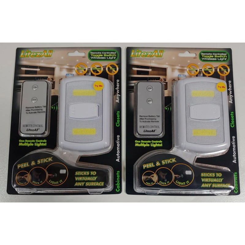 Litezall Lot Of 2 Remote Control Wireless Light Toggle Switches