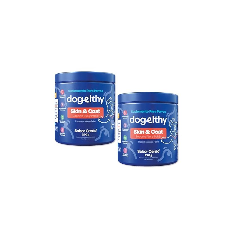 Dogelthy Pack de 2 Skin & Coat Suplemento para Piel