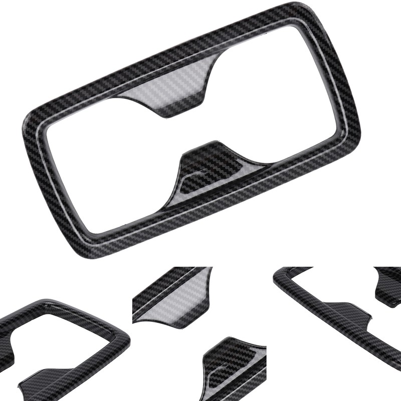 Rear Water Cup Holder Panel Frame Trim Carbon Fiber Style