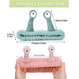 2Pcs Face Wash Headband, Palm and Snail Spa Hair Bands, Makeup Headbands, Soft Coral Fleece Head Wraps, Elastic Headband Hair Accessories for Women Girls Washing Face Shower Sports Beauty Skincare