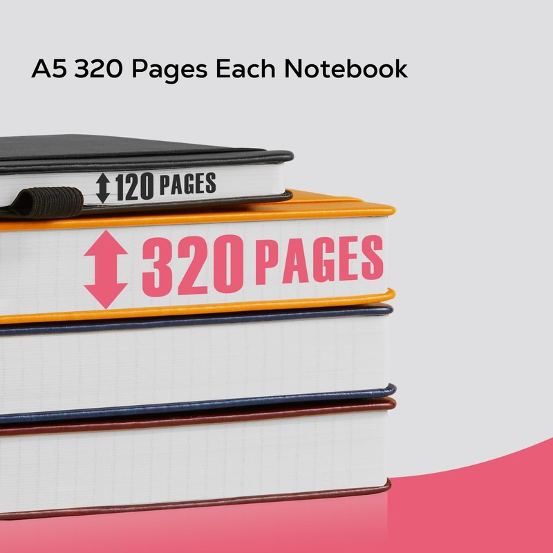 FOCUS DAY Notebook A5 Lined Diary Leather Hardcover 320 Pages